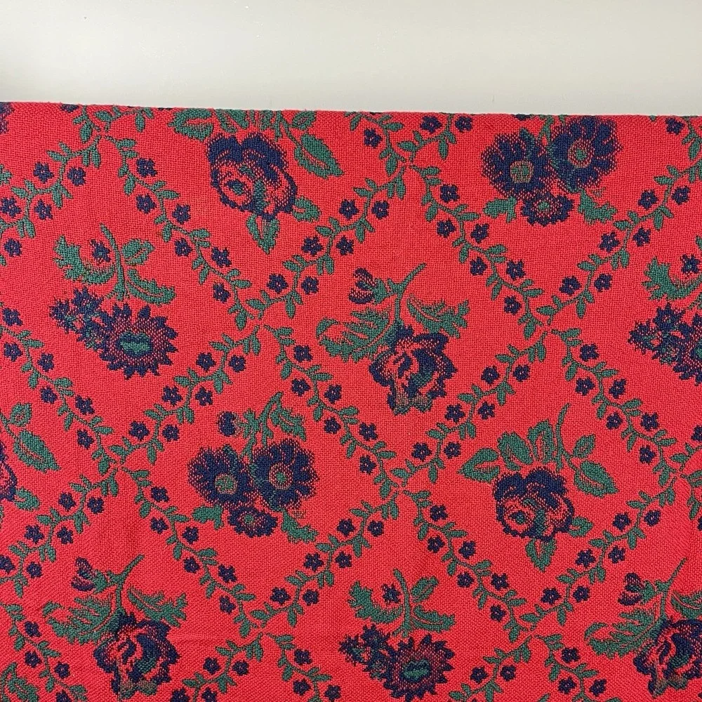 Vintage 90s Floral Tapestry Fringed Throw Blanket Grandma Cottagecore Boho 50x66